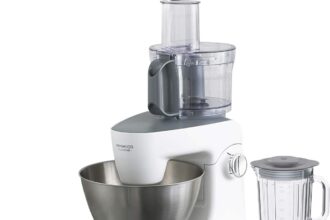 Kenwood MultiOne KHH322WH Robot da Cucina, Ciotola in Acciaio Inox 4,3 l, 1000 Watt, Set Pasticceria 3 pezzi, Tritatutto, Frullatore in vetro, Spremiagrumi, Estrattore Succo, Paraspruzzi, Bianco