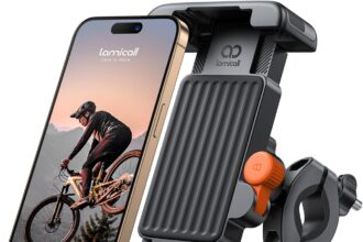 Lamicall Supporto Telefono Bicicletta - [1S Blocco/Sblocco] 360° Rotazione, Supporto Telefono Moto con Protezione in Silicone per iPhone 17/16/15 Pro Max, Galaxy S25 S24 Ultra e Altri 6-7" smartphone