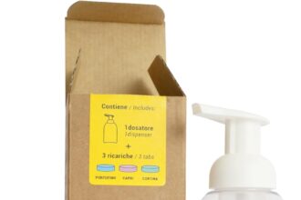 LeTABS Starter Kit - Sapone ecologico solubile in pastiglie, Set di 3 pastiglie da 350ml più dosatore a schiuma riutilizzabile. Profumazione MIX, Made in ITALY.