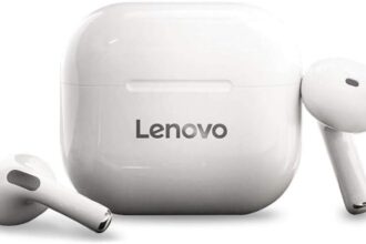 Lenovo TWS - Auricolari stereo senza fili Bluetooth con controllo touch e custodia di ricarica da 230 mAh