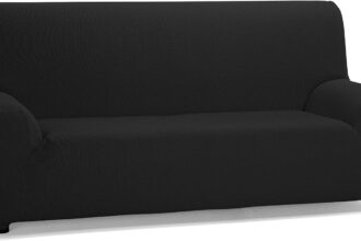 Martina Home Tunez, Copridivano elastico, Tela (50% poliestere, 45% cotone, 5% elastan), Nero, 3 Posti (180-240 cm larghezza)