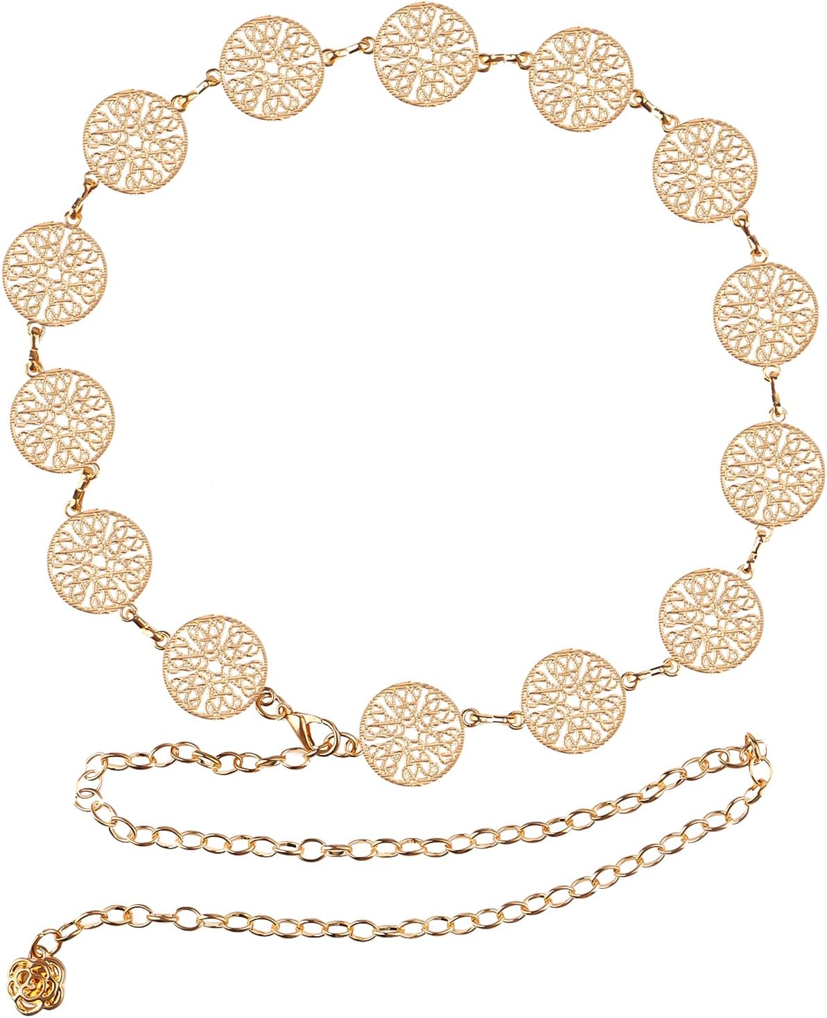 Moda Cintura Catena Donna,Cintura In Metallo Per Abito Da Donna Catena del Corpo Moda Jeans Gonna Accessori, Gold, 105cm