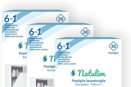 Natulim - Pastiglie per lavastoviglie 6 in 1 biodegradabili e idrosolubili, confezione da 30 - Pulizia profonda, risciacquo, funzione sale, protezione vetri, effetto extra dry - 3 confezioni da 30 pz.