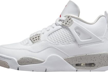 Nike Air Jordan 4 Retro White Oreo, bianco/grigio/nero/rosso fuoco, taglia 42, bianco, 42.5 EU