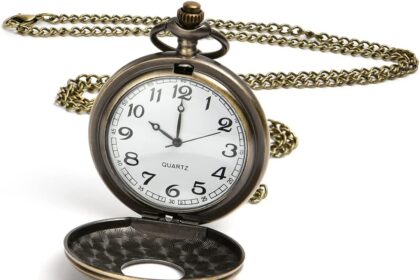 Vicloon Orologio da Tasca, Orologio da Taschino Vintage con Numeri Romani, Orologio al Quarzo da Tasca con Catena, Collana di Orologio da Taschino per Uomo Donna Papà Regalo di Compleanno