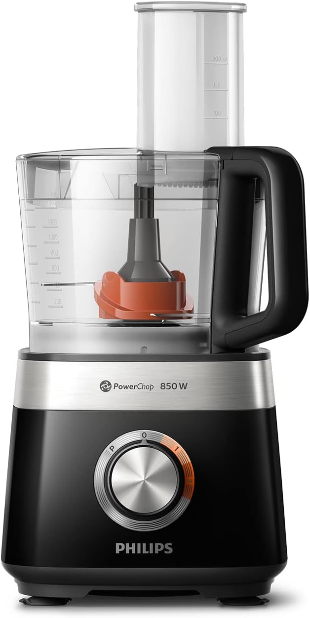 Philips Robot Da Cucina Compatto - 850W, 31 Funzioni, Recipiente Da 2.1L, PowerChop, Lama In Acciaio Inossidabile (HR7530/10)