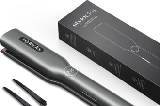 Piastra per Capelli Professionale, Piastra Larga per Capelli Lisci da 4,4cm Largo, Nano-titanium, 130℃-230℃, Auto Off, Gray