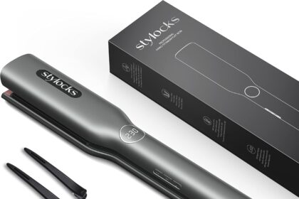 Piastra per Capelli Professionale, Piastra Larga per Capelli Lisci da 4,4cm Largo, Nano-titanium, 130℃-230℃, Auto Off, Gray