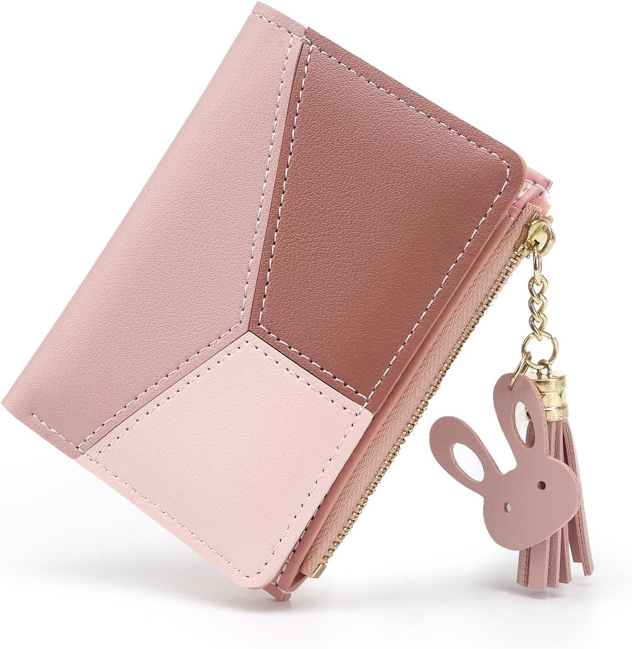 CHAOFANXI Portafoglio Donna in Pelle Sintetica Liscia eMorbida, Portafoglio Donna Piccolo e Corto, Portafoglio Donna in Bellissimi Colori con Cerniera,Rosa