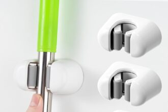 CORNERIA 3 Pz Portascope e Portaspazzole da Muro Adesivo, Supporto Parete per Scopa e Porta Utensili, Adatto Per Cucina, Garage, Giardino, Terrazza, Bagno