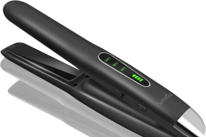 SUNMAY Voga Piastra per Capelli e Arricciacapelli Senza fili 2 in 1, Ferro da Stiro Portatile Ricaricabile USB, Mini Piastra da Viaggio Wireless con Temperature 3 Livelli, Batteria da 5000 mA - Nero