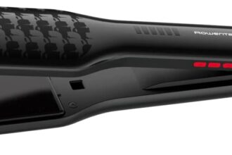 Rowenta x KARL LAGERFELD Extra Liss Piastra per Capelli, Superficie Larga, 6 Temperature, Riscaldamento Rapido, Rivestimento in Cheratina, Nero, SF411L
