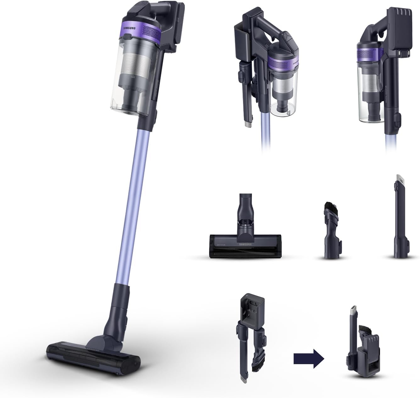 Samsung Aspirapolvere Senza Fili Jet 60 Turbo VS15A6031R4/ET, Senza Sacco, Potenza 150W, Fino a 40 min di Autonomia, Violet