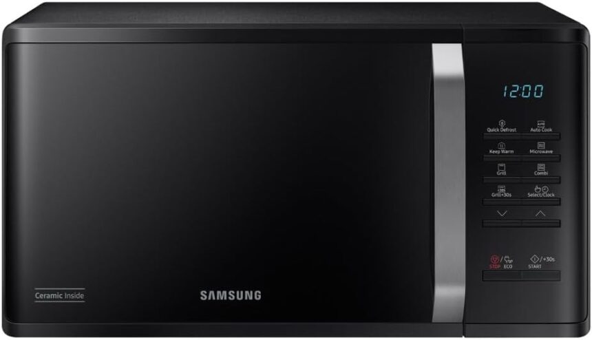 Samsung Forno a Microonde Grill Cottura Croccante MG23K3523CKE1 con Piatto Doratore incluso, Programmi Automatici, Quick Defrost, Capacità: 23L, Colore: Nero, LxAxP: 48,9 x 27,5 x 39,2 cm