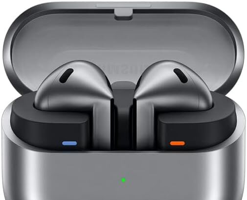 Samsung Galaxy Buds3 Auricolari open type True Wireless, Cancellazione adattiva del rumore, Audio Hi-Fi 360 immersivo, Batteria a lunga durata, Impermeabilità IP57, Silver 2024 [Versione Italiana]