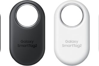Samsung Galaxy SmartTag2 (4 Pezzi) Localizzatore Bluetooth con Modalità Smarrito, Design compatto, Batteria a lunga durata, Resistenza IP67, Black e White 2023