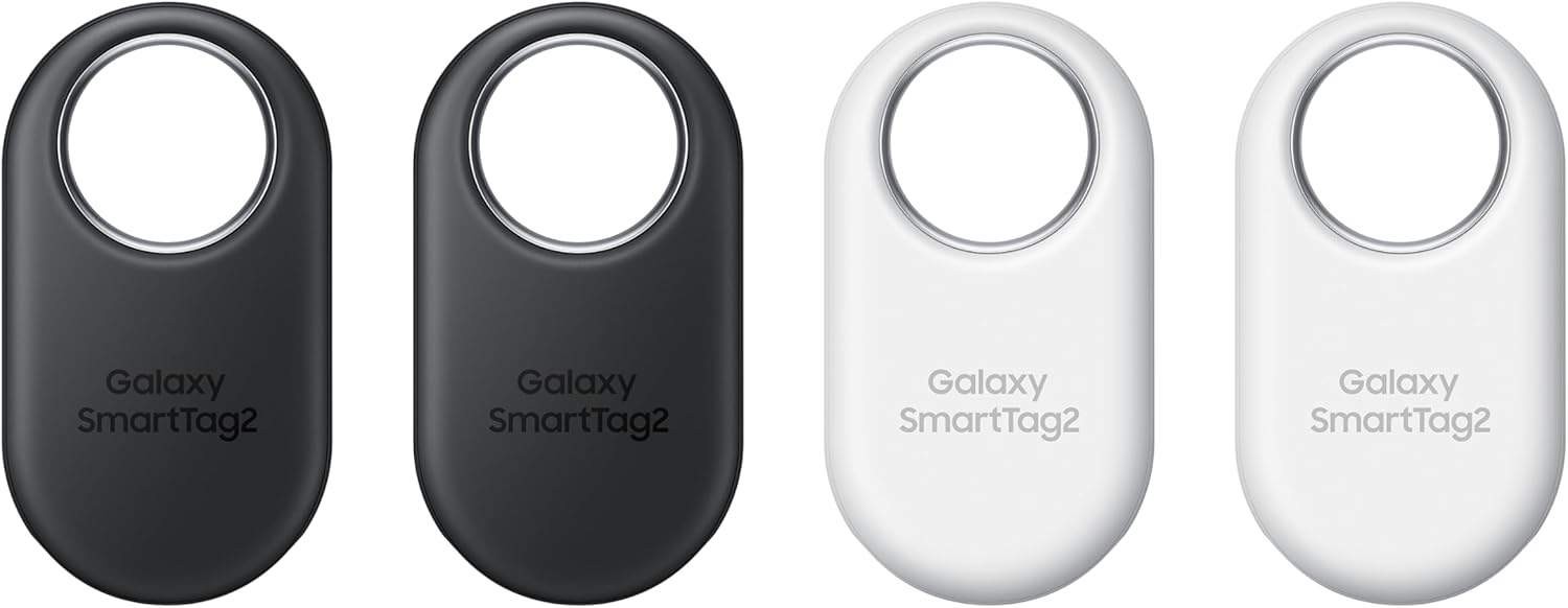 Samsung Galaxy SmartTag2 (4 Pezzi) Localizzatore Bluetooth con Modalità Smarrito, Design compatto, Batteria a lunga durata, Resistenza IP67, Black e White 2023