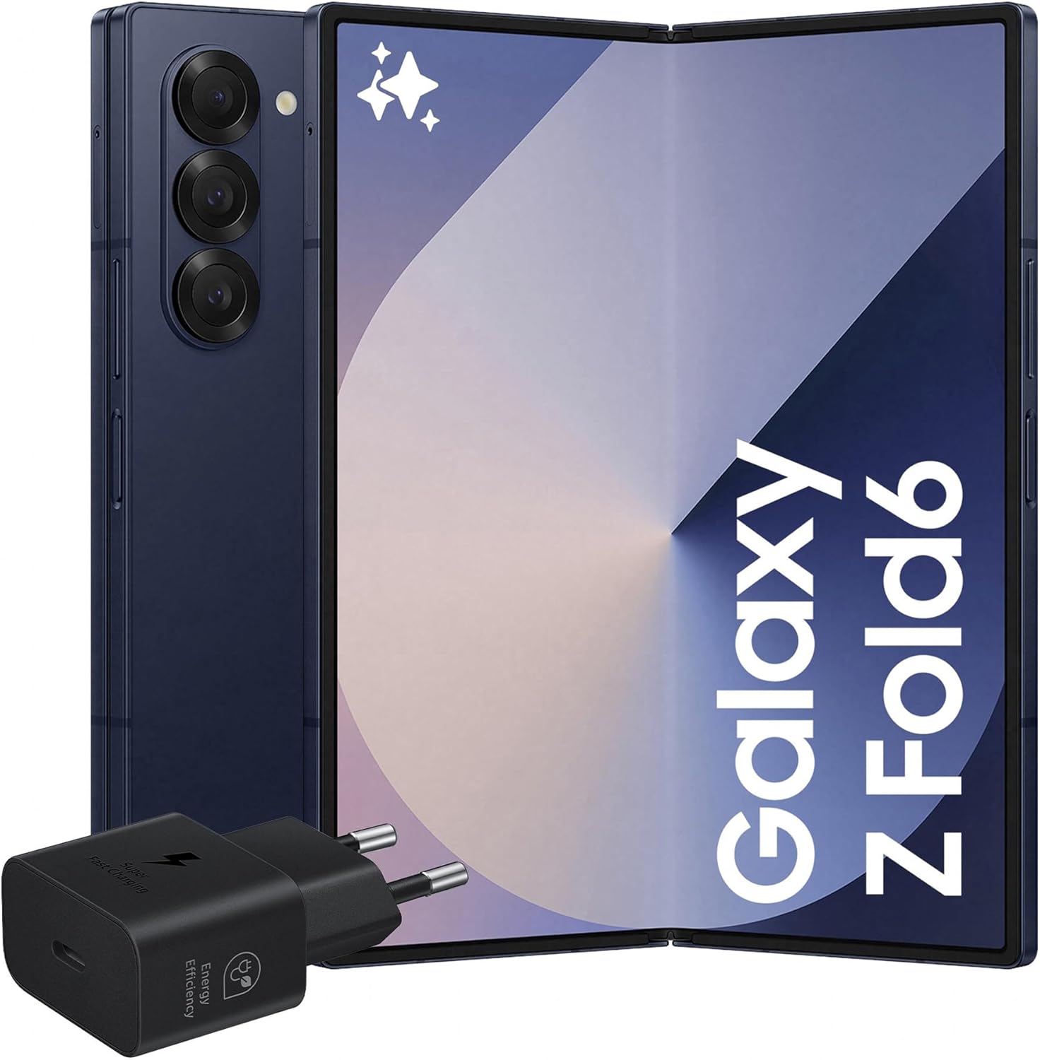 Samsung Galaxy Z Fold6 Smartphone AI pieghevole, Caricatore Incluso, RAM 12GB, 512GB, Dual SIM, Display 6,3"/7,6" Dynamic AMOLED 2X, Batteria a lunga durata, Navy 2024 [Versione italiana]