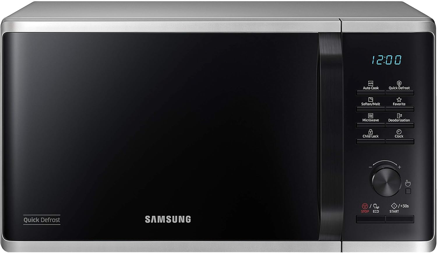 Samsung MS2AK3515AS/EG - Microonde, 800 W, 23 pezzi, larghezza 48,9 cm, interno in ceramica smaltata antigraffio, programma di scongelamento QuickDefrost