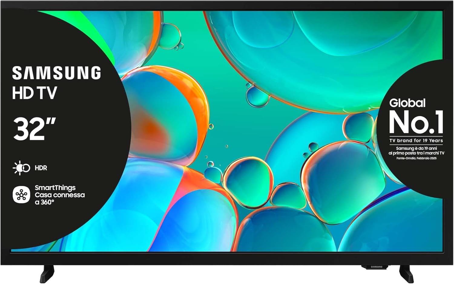 Samsung Smart TV 32'' UE32H5000FKXZT HD, Hyper Real Processor, HDR & Pur Color, Smart Experience, OTS Lite & Adaptive Sound, SlimLook Design, 2025