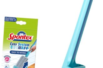 Spontex - Easy Max+ - Lavapavimenti - Mop piatto in microfibra con sistema di strizzatura integrato - Pulisce pavimenti in laminato, legno e piastrelle