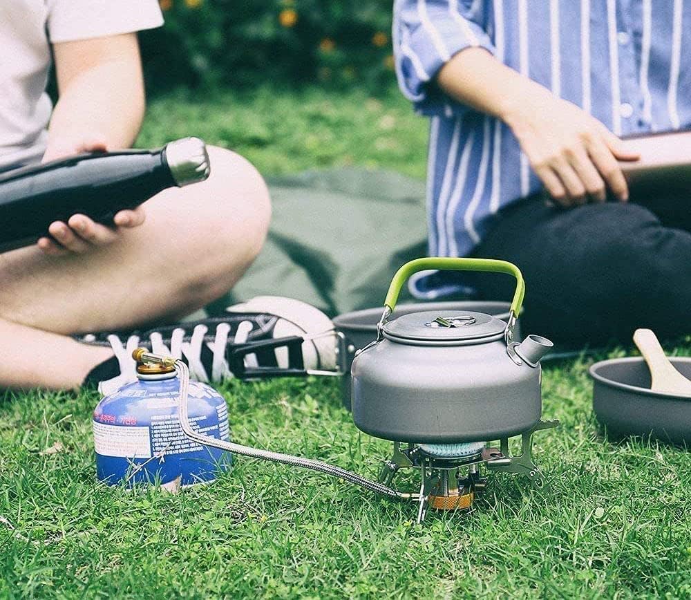 Tiardey Bruciatore per fornello da campeggio pieghevole mini potente potenza di fuoco con accensione piezoelettrica, fornello per cucinare all'aperto