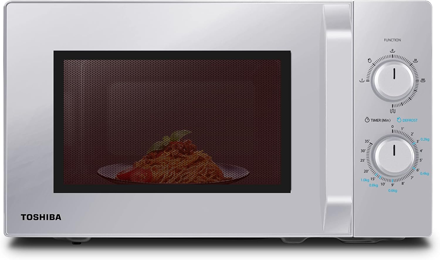 Toshiba MW2-MG20PF(SL) forno a microonde con grill croccante e funzione di cottura combinata, 5 livelli di potenza, potenza grill 1000 W, argento