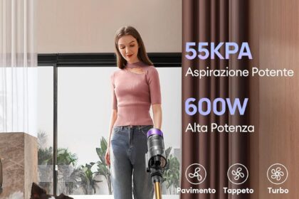 Ultenic U20 Aspirapolvere Senza Fili, 55KPA Autoportante Scopa Elettrica Senza Fili, Spazzola Aggiornata Anti-Grovigli, Aspirapolvere Potente da 60 Minuti,Potente per Pavimenti/Tappeti/Pelo di Animali