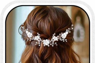 Unicra - Fascia per capelli da sposa con fiore di vite, accessorio per capelli da sposa per donne e ragazze (argento)