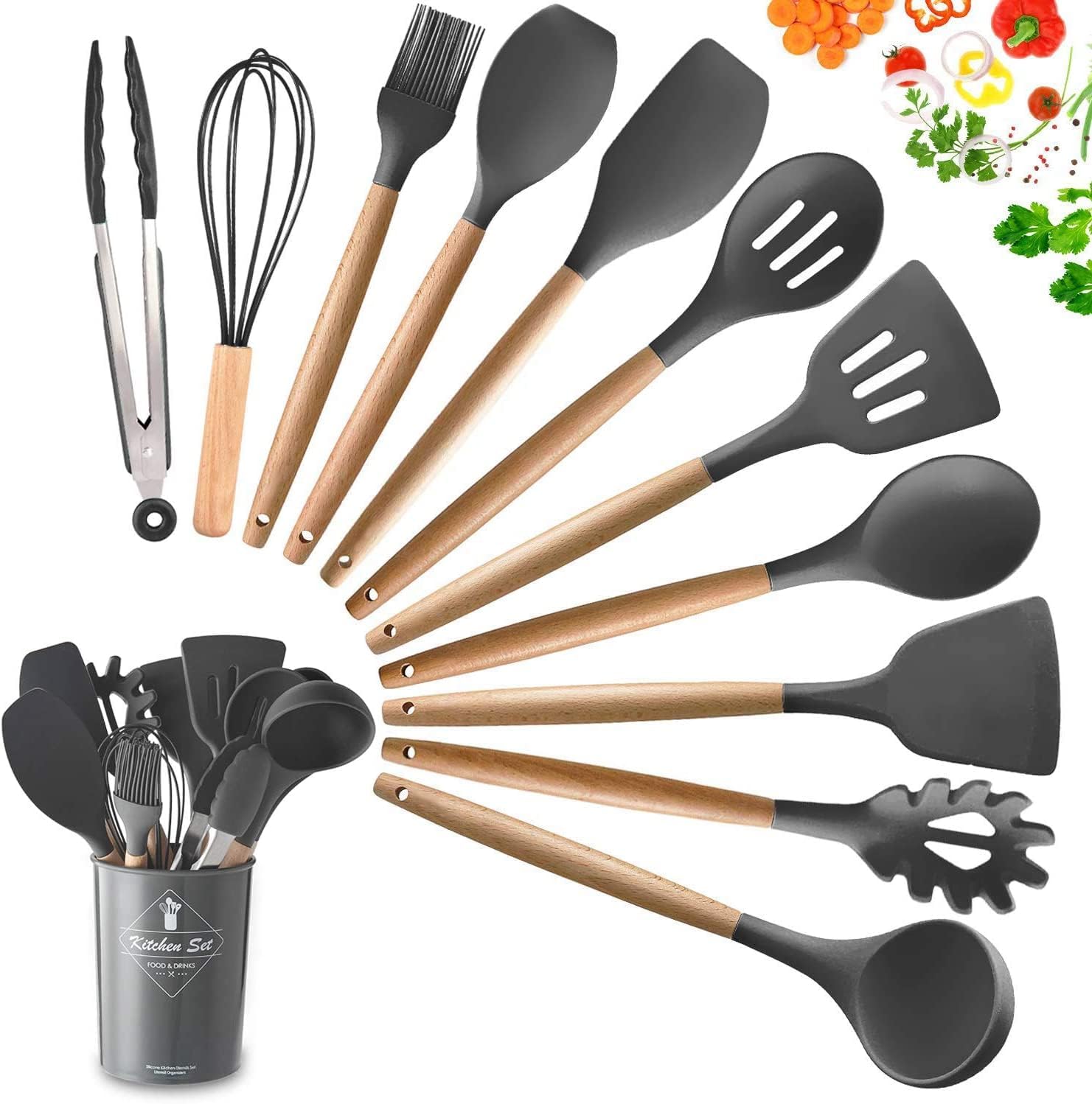 Utensili Antiaderenti Con Manico In Legno Per La Cucina Resistenti Al Calore