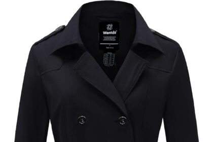Wantdo Cappotto Donna Primaverile Leggero Classico Trench Doppiopetto Lungo Parka Impermeabile Antivento Trenchoat con Cintura