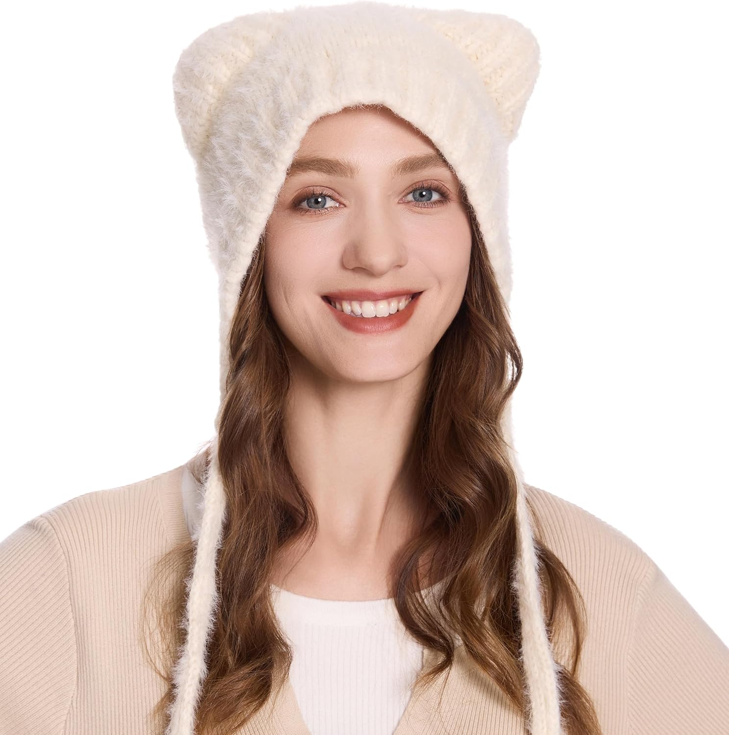 ZLYC Slouchy - Berretto Invernale da Donna con Orecchie da Gatto