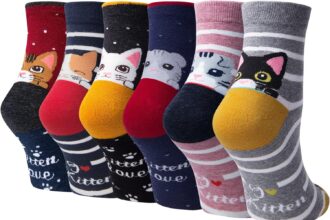 6 Pairs Women's Animal Socks Funny Socks Cotton Animal Long Socks for Dogs and Cats