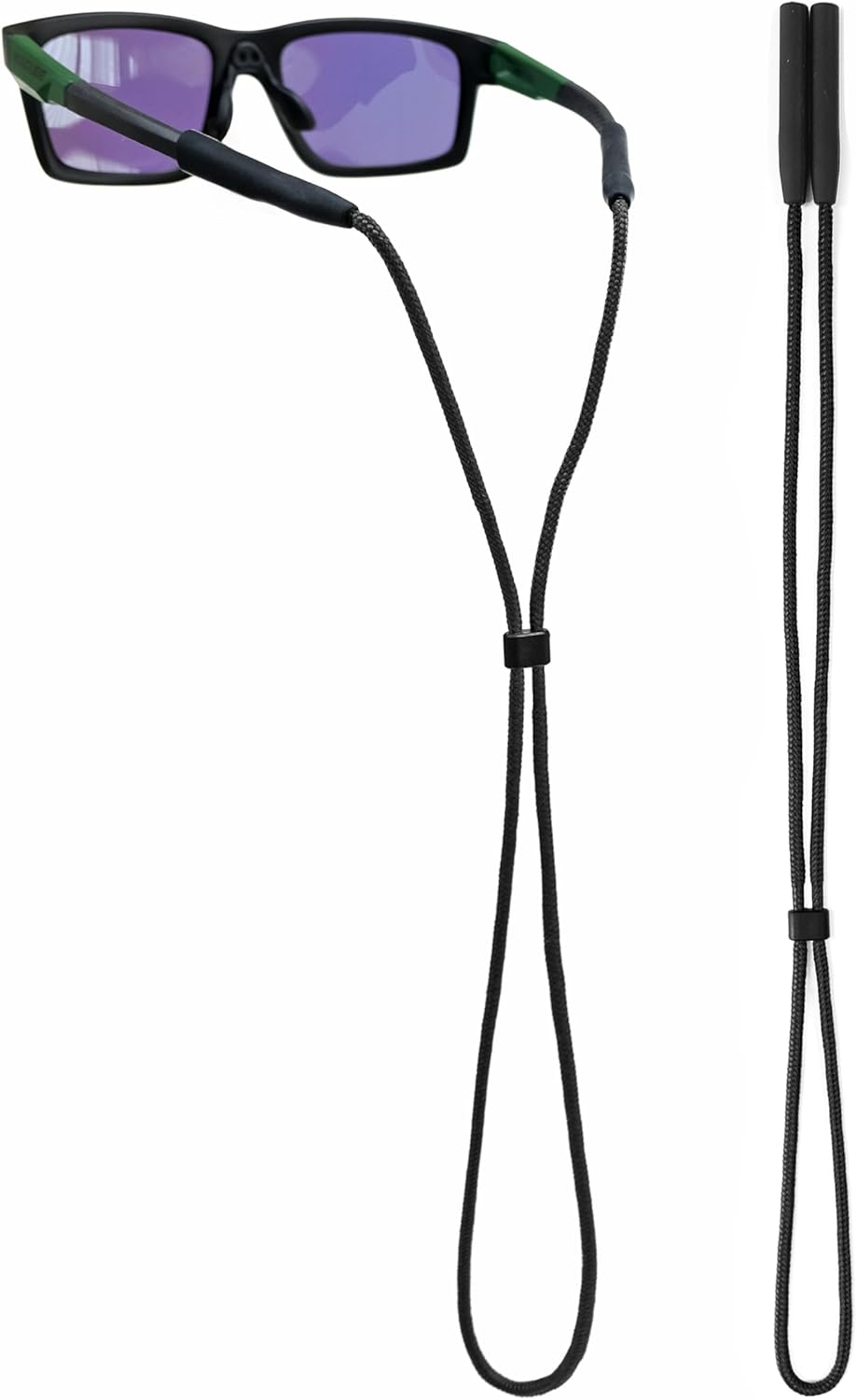 80Days Laccetto occhiali regolabile in nylon con terminali in silicone – presa sicura per occhiali da sole, da lettura o sportivi