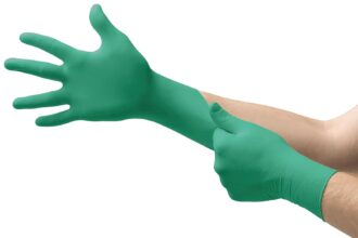 Ansell TouchNTuff 92-600 Guanti Monouso in Nitrile, Eccellente Protezione Meccanica e Chimica, Guanti Usa e Getta Sottili per Uso Alimentare, Senza Lattice, Verde, Taglia XL (20 Paia)