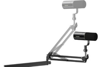 TONOR Microphone Arm, Low Profile Micro Stand for Podcasting and Streaming, Fully Adjustable 360°, 90° Rotatable and Foldable for Podcast, Streaming, Games, Black, T20LP