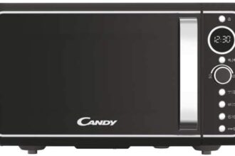 Candy Divo Forno a Microonde Vintage con Grill, 25 Litri, 1400W, 6 Programmi di Cottura, Funzioni Crisp e Defrost, Child Lock, App hOn, Libera Installazione, 48,3 x 42,5 x 28,1 cm, Nero - DIVO G25CMB
