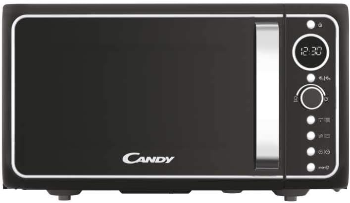 Candy Divo Forno a Microonde Vintage con Grill, 25 Litri, 1400W, 6 Programmi di Cottura, Funzioni Crisp e Defrost, Child Lock, App hOn, Libera Installazione, 48,3 x 42,5 x 28,1 cm, Nero - DIVO G25CMB