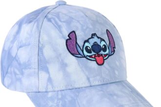 Cappello con Visiera Curva di Stitch - Blu - Adatta per Adulti - Dettagli Ricamati del Personaggio - Berretto con Chiusura sul Retro Regolabile e Tessuto Tie Dye - Prodotto Originale Ideato in Spagna