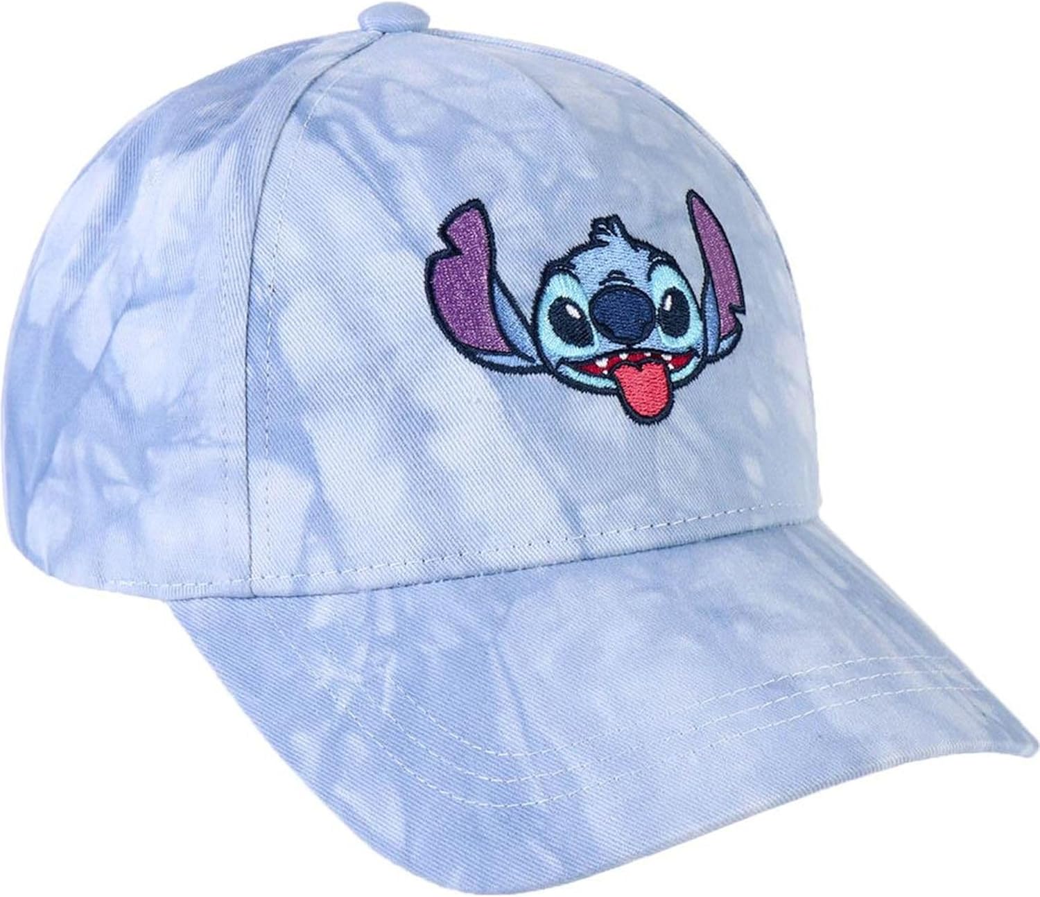 Cappello con Visiera Curva di Stitch - Blu - Adatta per Adulti - Dettagli Ricamati del Personaggio - Berretto con Chiusura sul Retro Regolabile e Tessuto Tie Dye - Prodotto Originale Ideato in Spagna