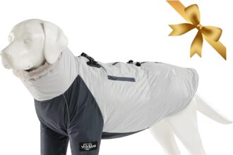 Windproof Coat and Warm Flannel Sweater for Dogs, Indoor and Outdoor Clothes Suitable for Medium and Large Sizes, Grey L