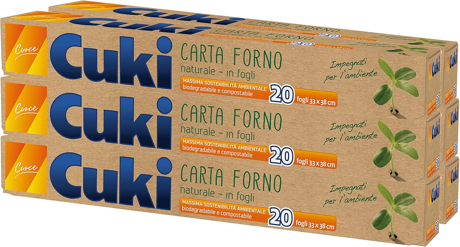 Cuki Natural Oven Paper Sheets 33 x 38 cm - 6 Packs of 20 Sheets