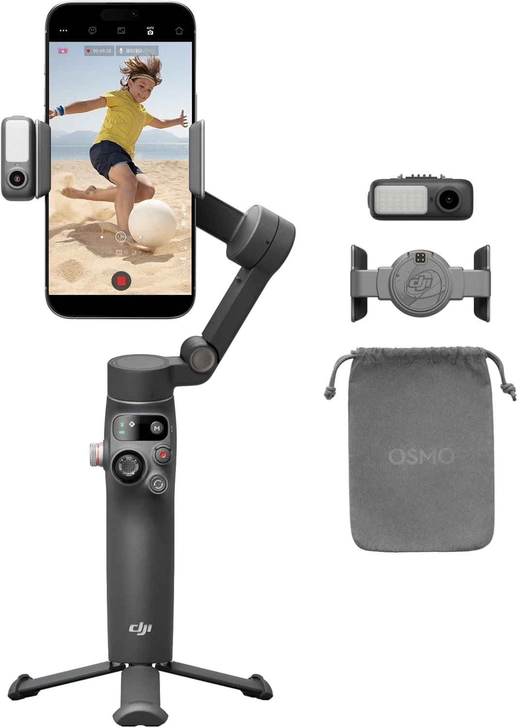 DJI OSMO Mobile 7P Stabilizer for iPhone, Android, Native Tracking, Lighting, 3 Axis Stabilizer for Smartphones, Quick Start, Telescopic Handle and Built-in Tripod