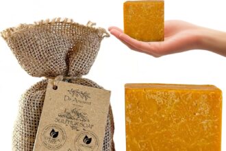 Dr.Ancient Saponetta allo zolfo Organico Naturale Vegano Tradizionale Fatto a mano Antico - Antibatterico, efficace contro l'acne, Sapone naturale puro