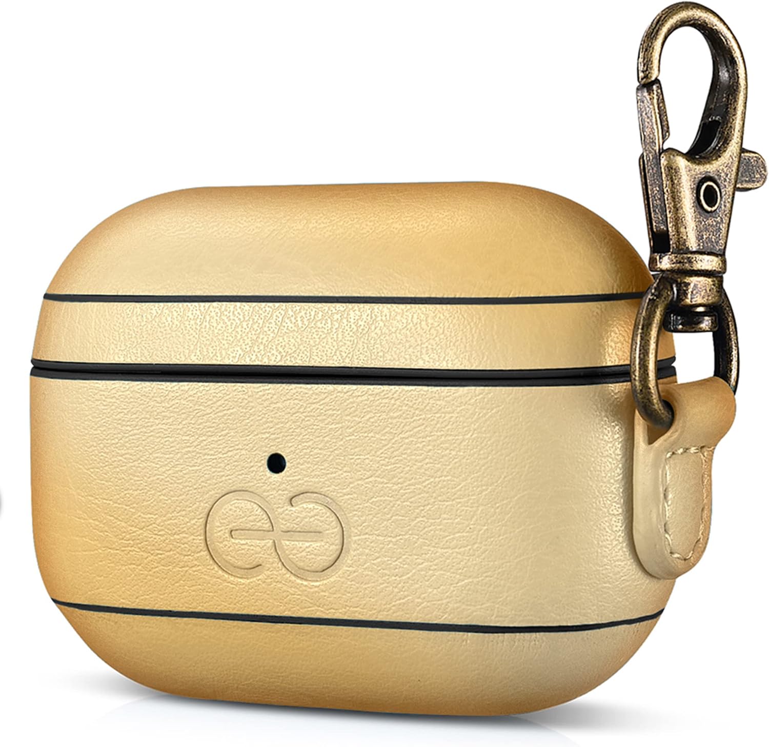 Dreem Om AirPods Pro Custodia in pelle vegana con clip - Compatibile con auricolari wireless Bluetooth Apple per iPhone - Oro