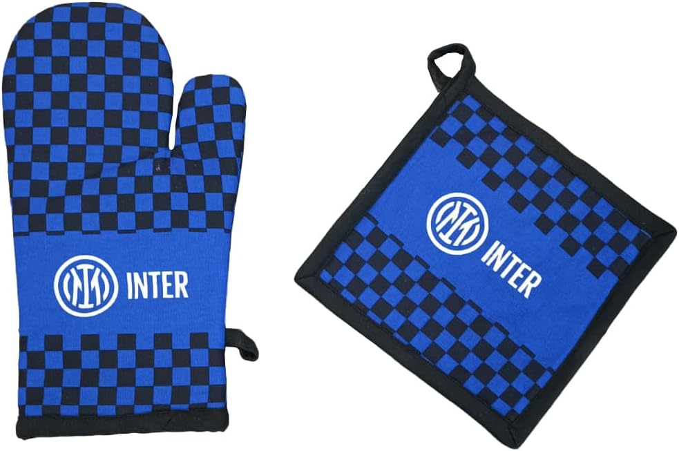 F.C. Inter, Guanto da Forno + Presina, Set Barbeque, Taglia Unica, Unisex, Prodotto Ufficiale