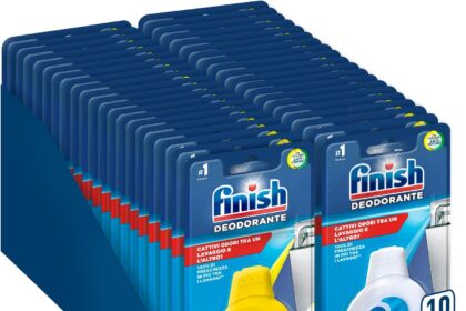 Finish Dishwasher Additive, Pack of 40 x 4 ml Deodorant for Dishwashers, Mixed Case Set of 10 Deo Odorstop Fresh Scent, 30 Lemon and Lime