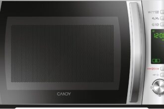 Candy COOKinAPP CMXG20DS Microwave Oven with Grill, 20 Litres, 700W, 40 Programs, Simply-Fi App, Defrost and Start Express Function, Child Lock, Freestanding, 44 x 35.8 x 26 cm, Silver