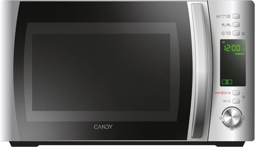 Candy COOKinAPP CMXG20DS Microwave Oven with Grill, 20 Litres, 700W, 40 Programs, Simply-Fi App, Defrost and Start Express Function, Child Lock, Freestanding, 44 x 35.8 x 26 cm, Silver