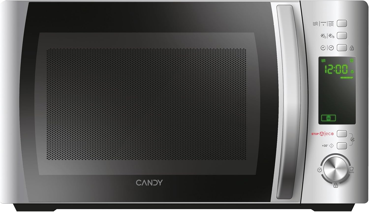 Candy COOKinAPP CMXG20DS Microwave Oven with Grill, 20 Litres, 700W, 40 Programs, Simply-Fi App, Defrost and Start Express Function, Child Lock, Freestanding, 44 x 35.8 x 26 cm, Silver